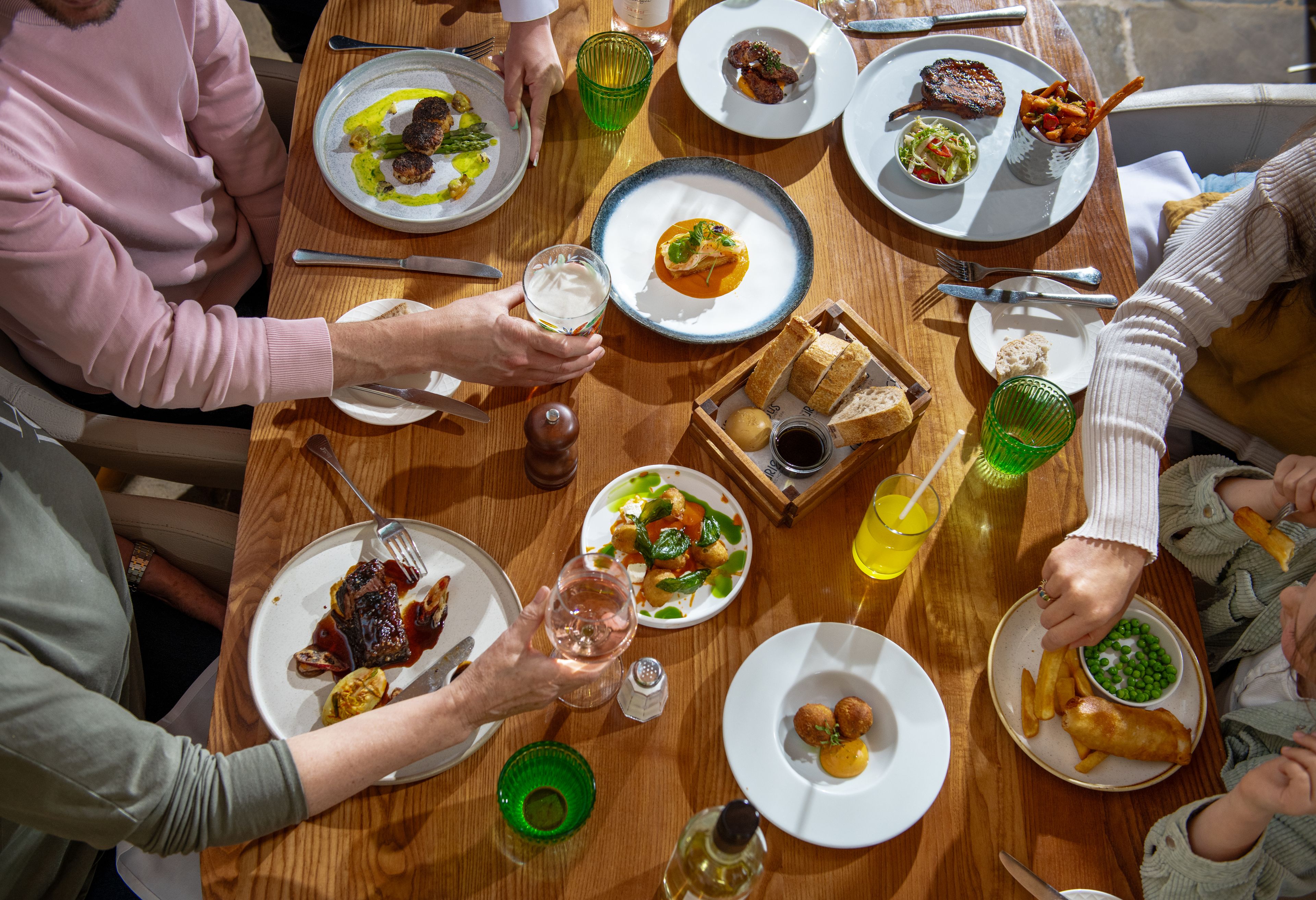 A family enjoying a meal together