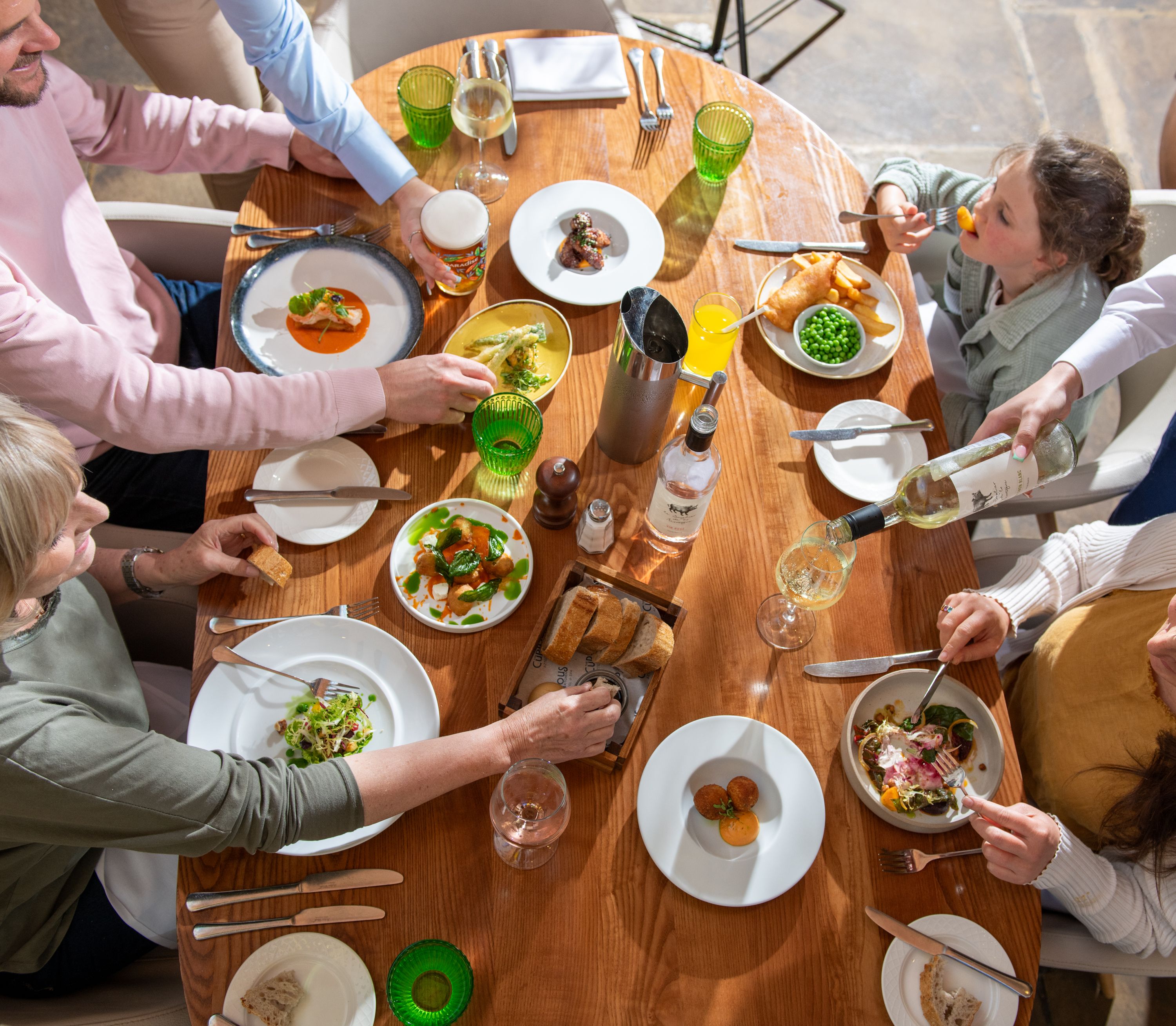 A family enjoying food together