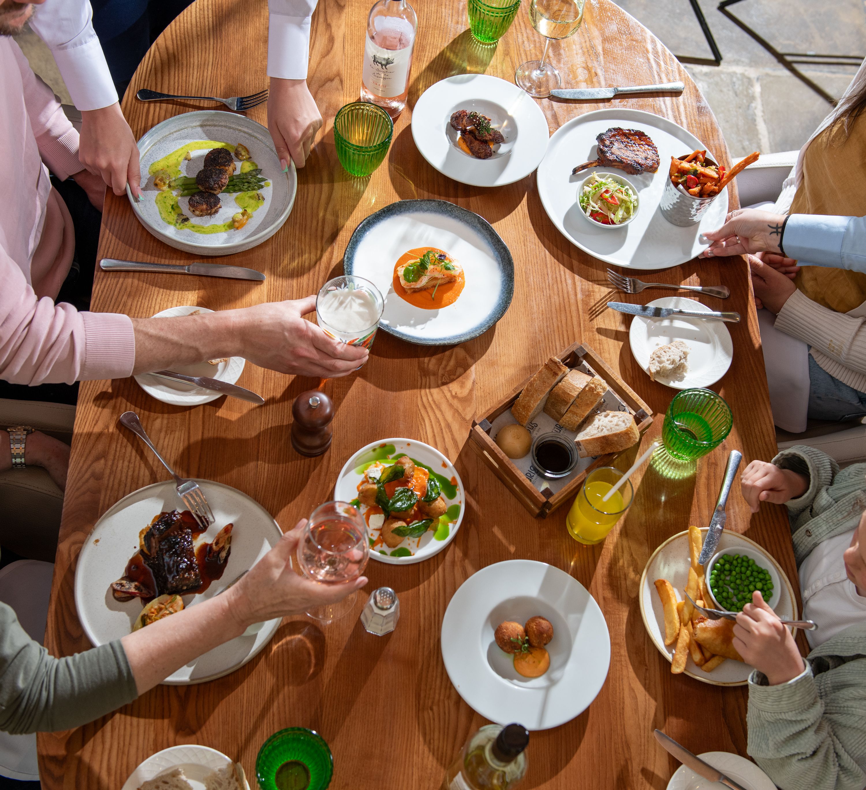 A family enjoying food together