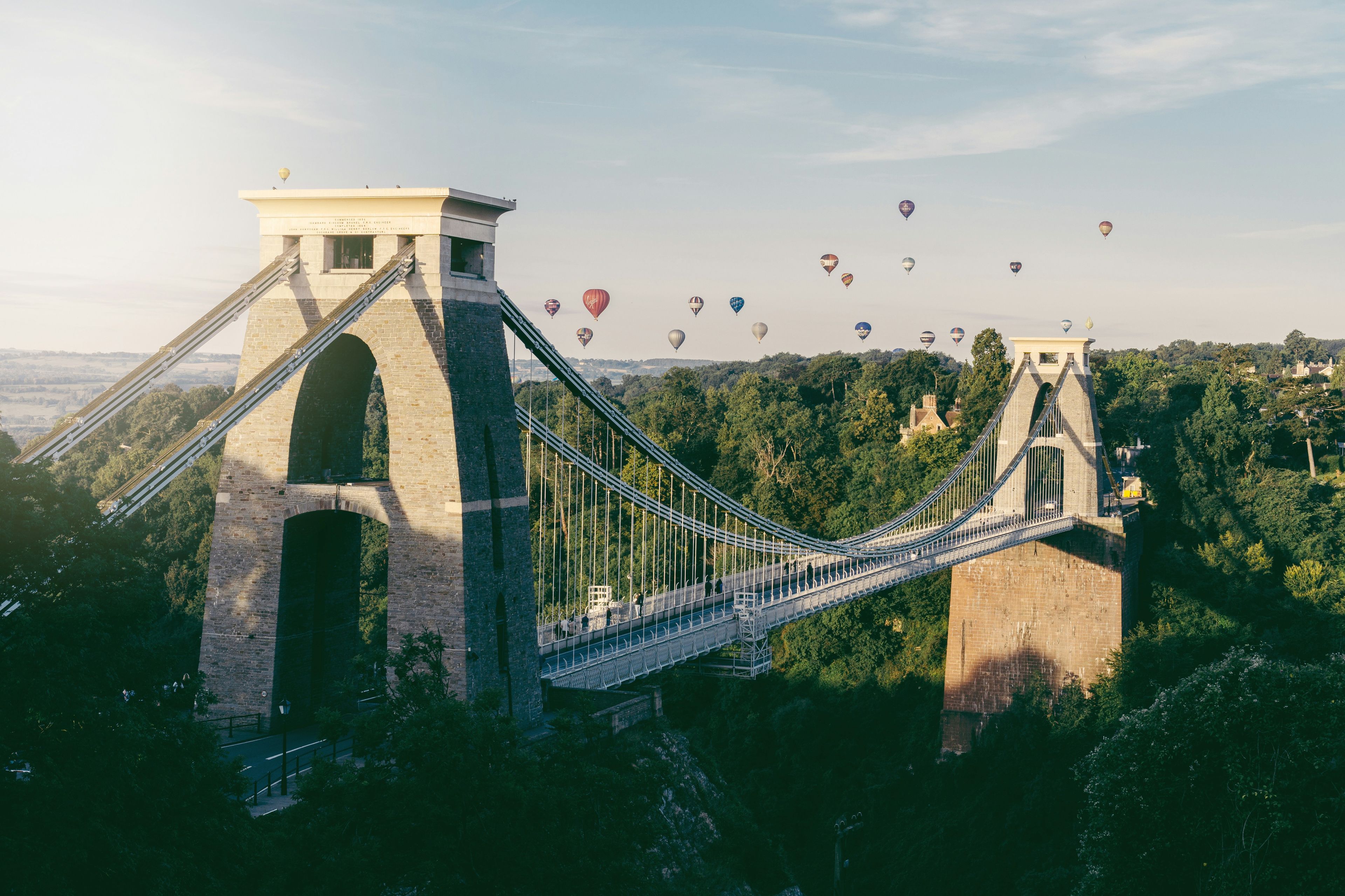 The Clifton Bridge surrounded by hot air balloons